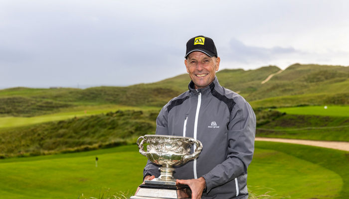 Higgins celebrates a hat-trick of Irish PGA Championship victories